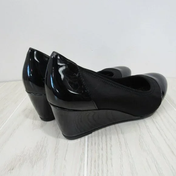 LifeStride Women's Juliana Stretch Wedge Pump -Size 9.5Cap Toe-Shine Black Upper - Picture 5 of 13